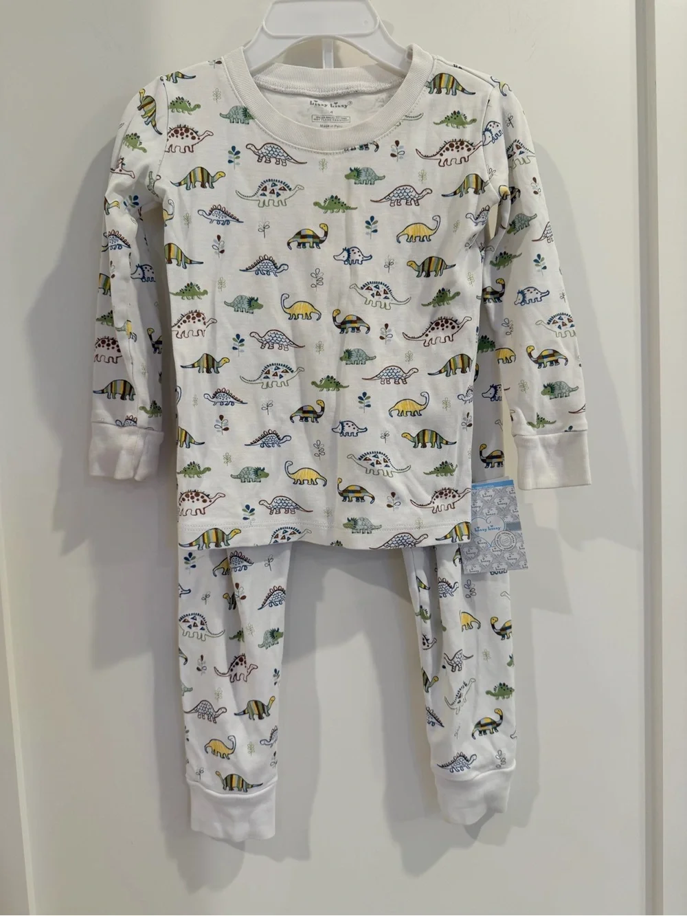 Kissy Kissy Kids Dino Print Pajama Set - Long Sleeve & Pants 100% Pima Cotton